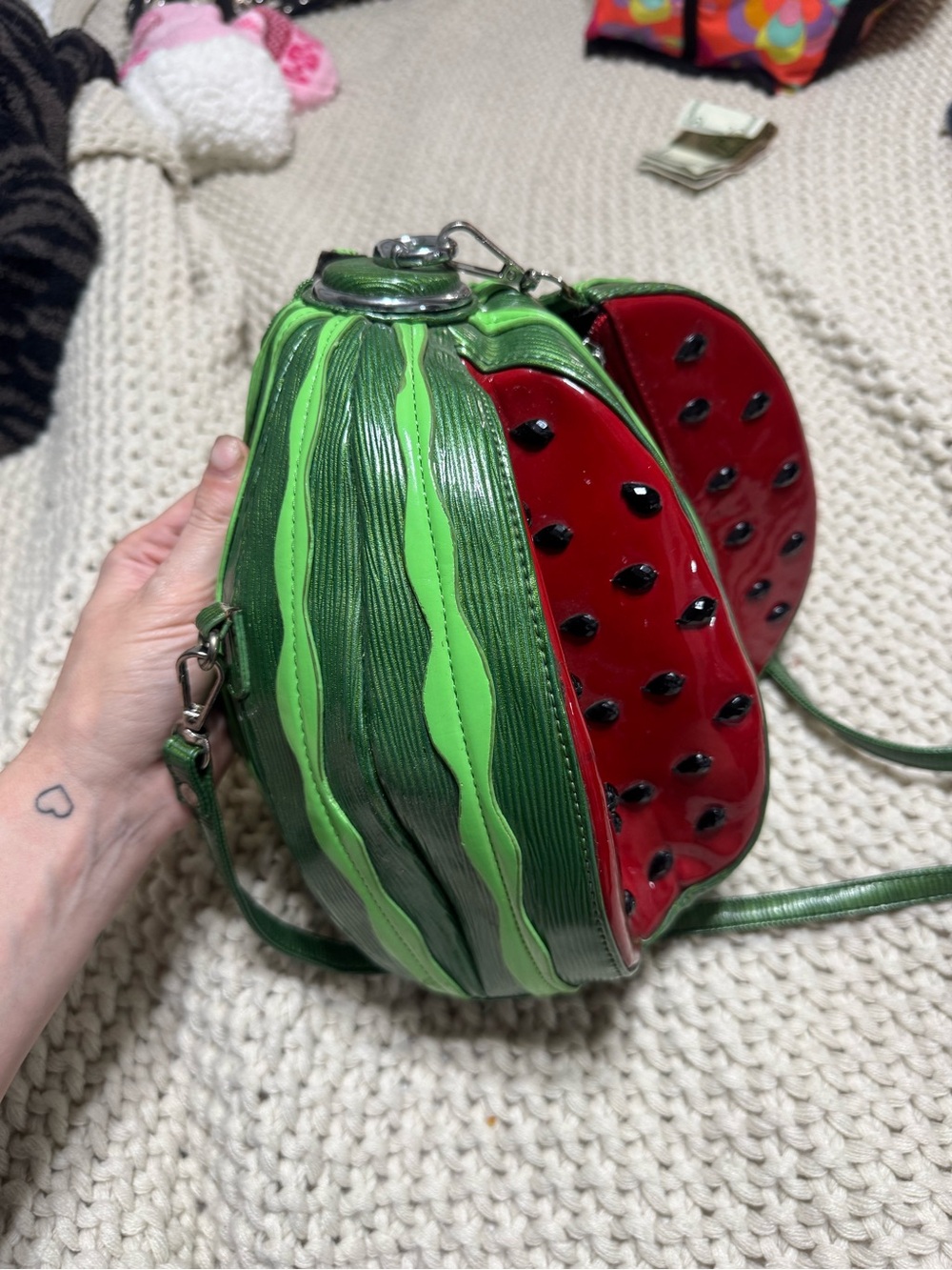 Watermelon Crossbody Bag - Green & Red Novelty Purse - Picture 4 of 4